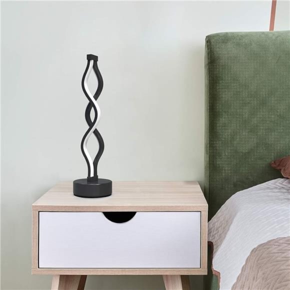 Infinity Spiral LED Table Lamp Dimmable Metallic Bedside Lamp w Touch Controller - Picture 4 of 5